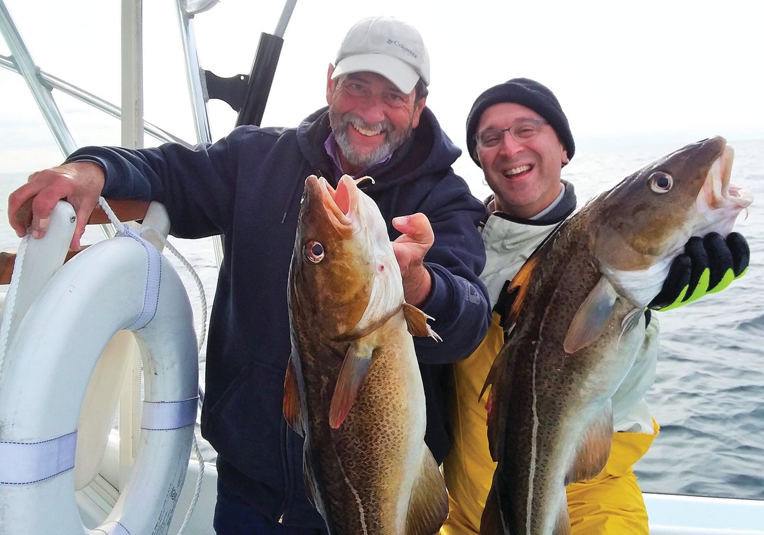 BIG COD: Capt. Peter Bacon of Big Game Charters with a January cod caught off Rhode Island.